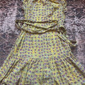 Banjanan Yellow and Purple Floral Mini Dress